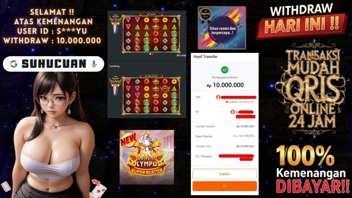 SUHUCUAN JACKPOT SLOT GATES OF OLYMPUS SUPER SCATTER